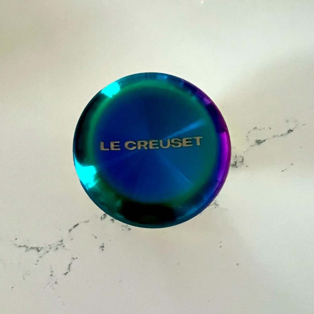 Le Creuset stainless steel cookware knob in iridescent